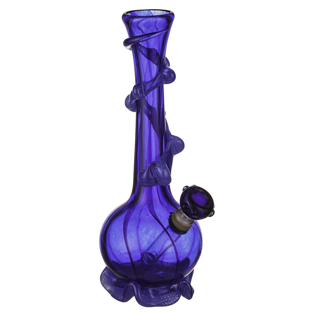  Noble Glass 12 Inch Tall Blue Glass Bong with Blue Wrap and Foot