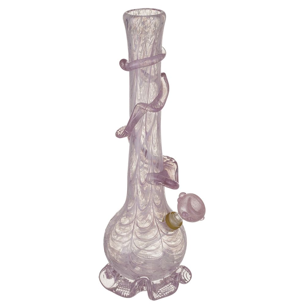  Noble Glass 14 Inch Tall Pink Glass Bong with Pink Wrap and Foot