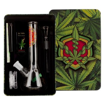 Amsterdam Greenline Beaker Base Glass Bong Gift Set | 7.5 Inch