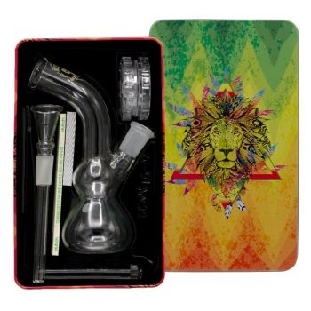 Amsterdam Greenline Glass Double Bubble Base Bong Gift Set | 6.3 Inch