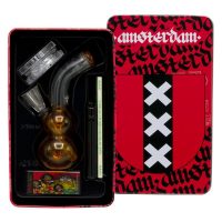 Amsterdam XXX Double Bubble Base Glass Bong Gift Set | 4.7 Inch