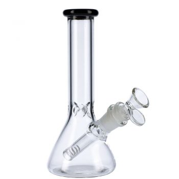 Beaker Base Glass Bong with Frosted Joint | 8 Inch | Black