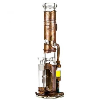 Black Leaf Archimedes Reactor Straight Ice Bong with Copper Coating