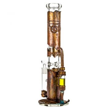 Black Leaf Archimedes Reactor Straight Ice Bong with Copper Coating