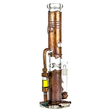 Black Leaf Archimedes Reactor Straight Ice Bong with Copper Coating