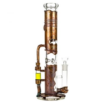 Black Leaf Archimedes Reactor Straight Ice Bong with Copper Coating