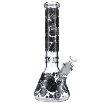 Glass Beaker Ice Bong with Print | 14 Inch