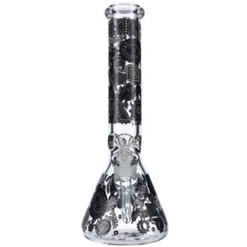 Glass Beaker Ice Bong with Print | 14 Inch