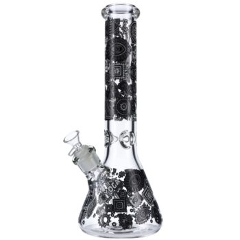 Glass Beaker Ice Bong with Print | 14 Inch