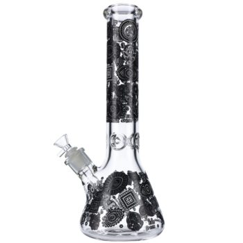 Glass Beaker Ice Bong with Print | 14 Inch