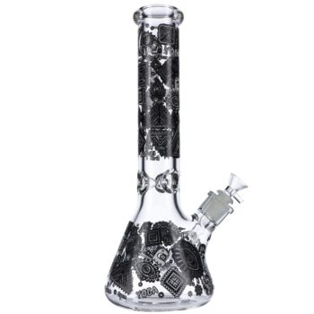 Glass Beaker Ice Bong with Print | 14 Inch