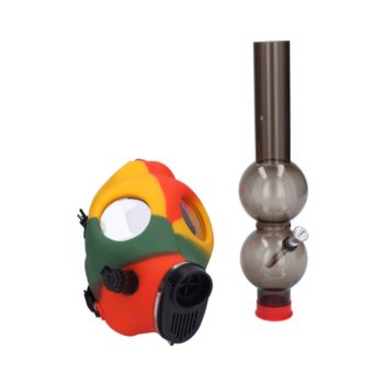 Silicone Gas Mask Bong with Acrylic Double Bubble Tube