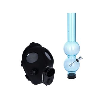 Silicone Gas Mask Bong with Acrylic Double Bubble Tube