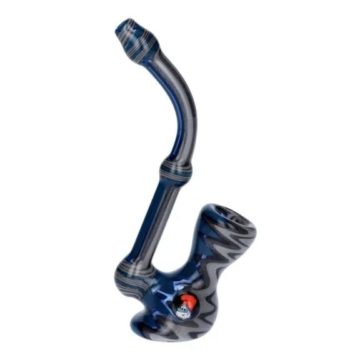 Peaselburg Glass Reversal Sherlock Bubbler with Papa Smurf Marble