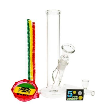 Breit Straight Mini Bong Set with Glass Steamroller in Case