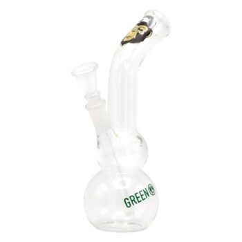 Amsterdam Greenline Double Bubble Base Glass Bong Gift Set | 8.5 Inch