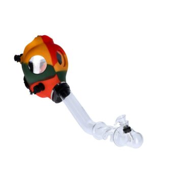 Silicone Gas Mask Bong with Twisted Tube and Glass Downstem and Bowl