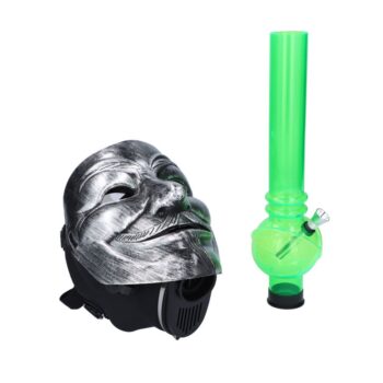 Anonymous Gas Mask Bong with Acrylic Bubble Tube | Silver