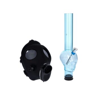 Silicone Gas Mask Bong with Acrylic Skull Tube | Black