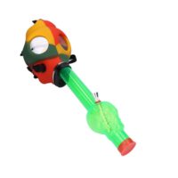 Silicone Gas Mask Bong with Acrylic Skull Tube | Rasta